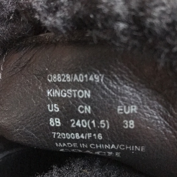 Coach size 8B Wedge Bootie Kingston black suede fun fur wedge heel bootie turn k - Picture 4 of 13